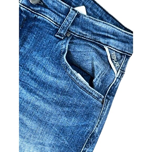 Replay Katewin Distressed Slim Fit Jeans in Medium Wash Size 24 - Picture 4 of 7
